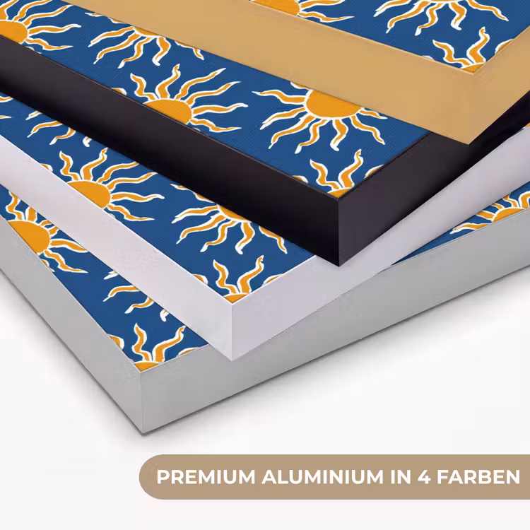 Zon - Patroon - Blauw Textielframe zwart klein 947 -USP_kleurenDE