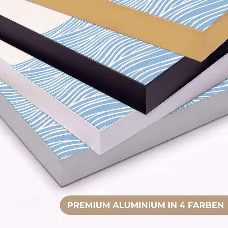 Zon - Golven - Oceaan - Abstract - Rood Textielframe zwart klein -USP_kleurenDE