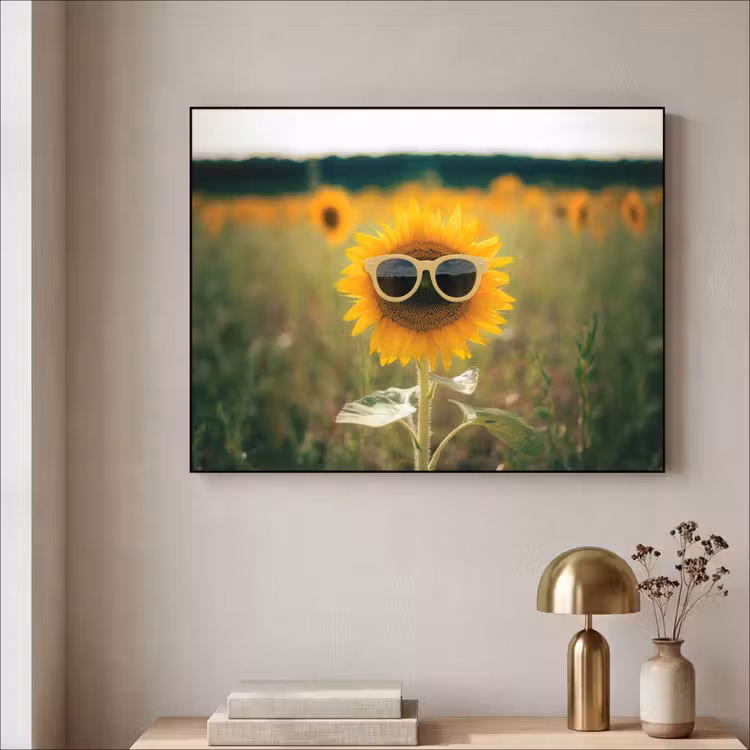 Zonnebloem - Veld - Zonnebril Textielframe - compleet frame klein -sfeer2