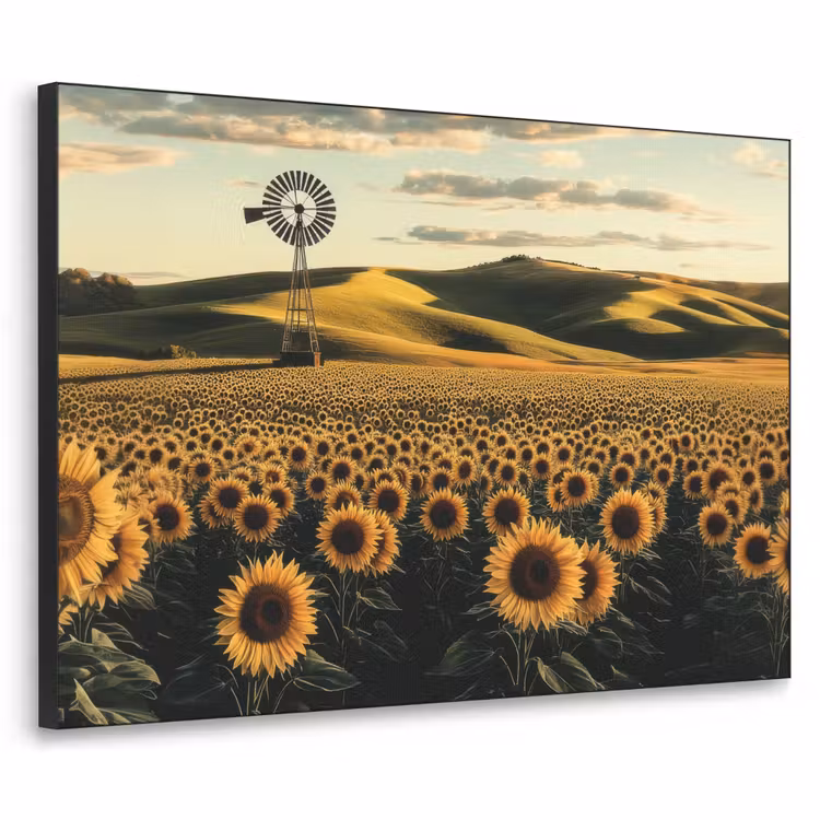 Zonnebloem - Veld - Windmolen Textielframe - compleet frame klein -3d