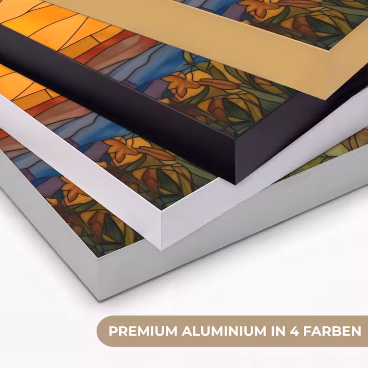 Zonnebloem - Mozaïek - Zonsondergang - Geel Textielframe zwart klein -USP_kleurenDE