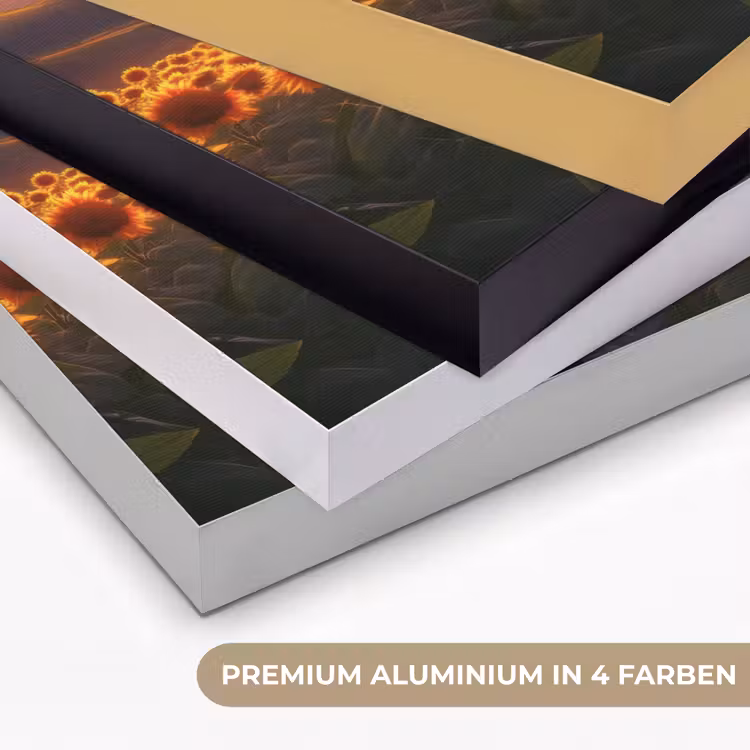 Zonnebloemen - Zonsondergang - Landschap Textielframe zwart klein -USP_kleurenDE
