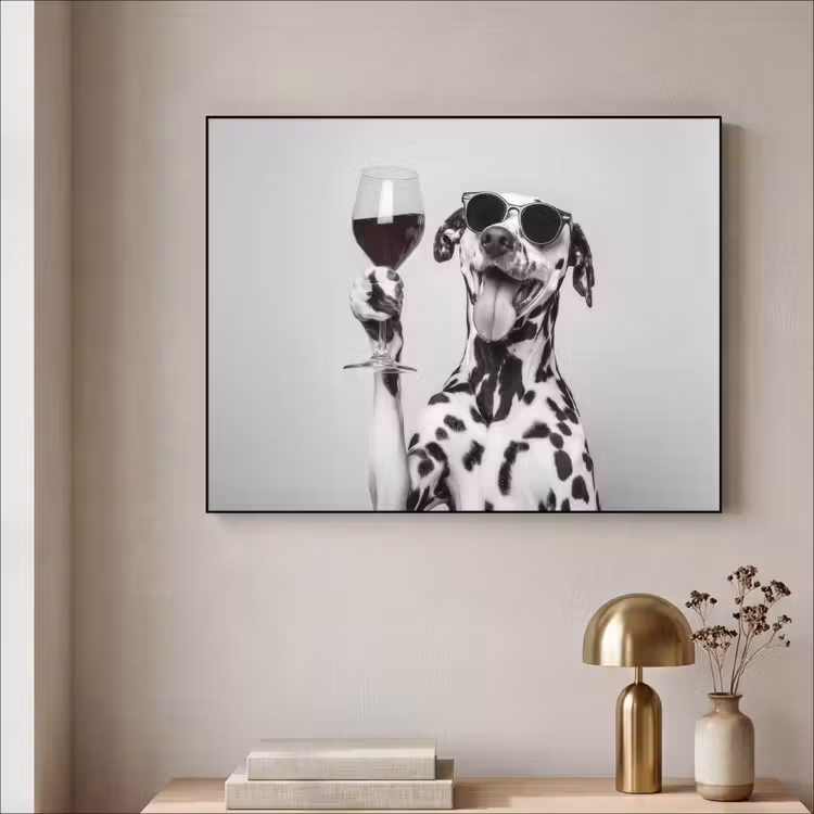 Zonnebril - Dalmatiër - Wijnglas - Tong Textielframe - compleet frame klein -sfeer2