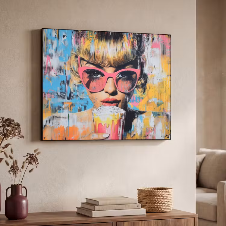 Zonnebril - Vrouw - Kleurrijk - Verfspetters Textielframe - compleet frame klein -sfeer3