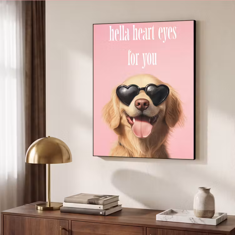 Zonnebril - Hartjes - Hond - Valentijn Textielframe zwart klein -sfeer3