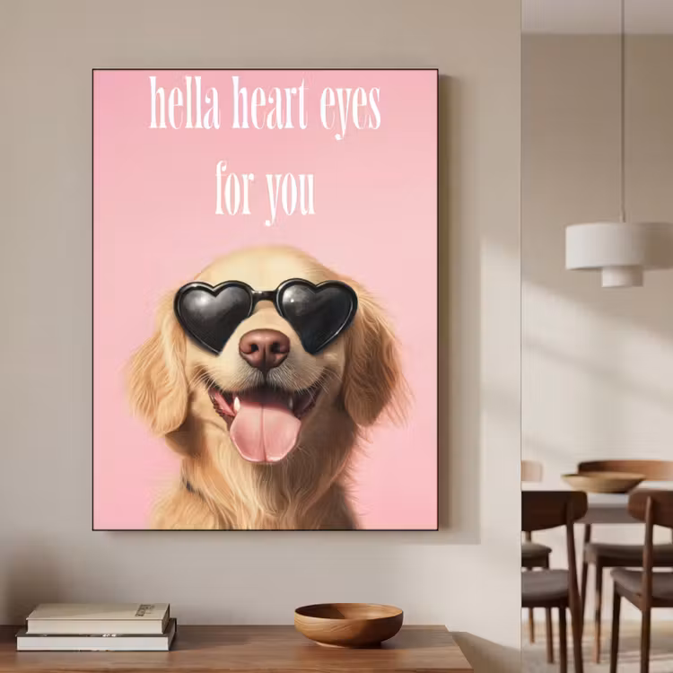 Zonnebril - Hartjes - Hond - Valentijn Textielframe zwart klein -sfeer2