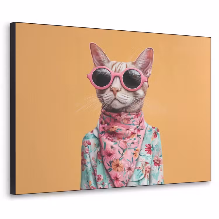 Zonnebril - Kat - Sjaal - Bloemen Textielframe - compleet frame klein -3d