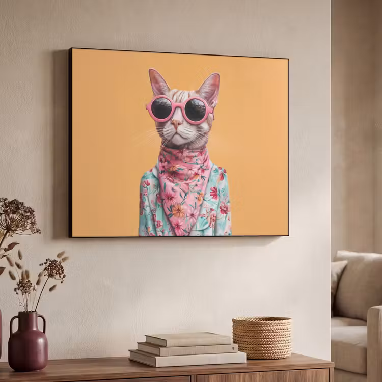 Zonnebril - Kat - Sjaal - Bloemen Textielframe - compleet frame klein -sfeer3