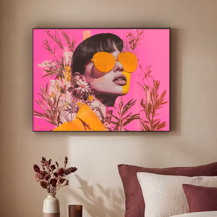 Zonnebril - Oranje - Vrouw - Planten Textielframe - compleet frame klein -sfeer1