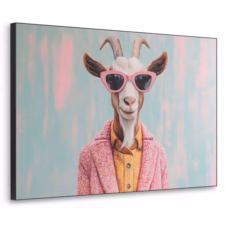 Zonnebril - Roze - Geit - Horen Textielframe zwart klein -3d