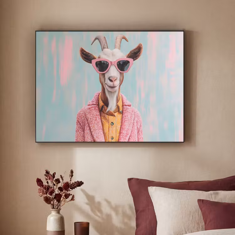 Zonnebril - Roze - Geit - Horen Textielframe - compleet frame klein -sfeer1
