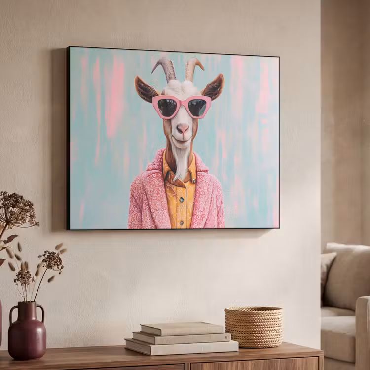 Zonnebril - Roze - Geit - Horen Textielframe zwart klein -sfeer3