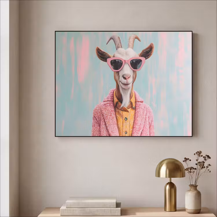 Zonnebril - Roze - Geit - Horen Textielframe zwart klein -sfeer2
