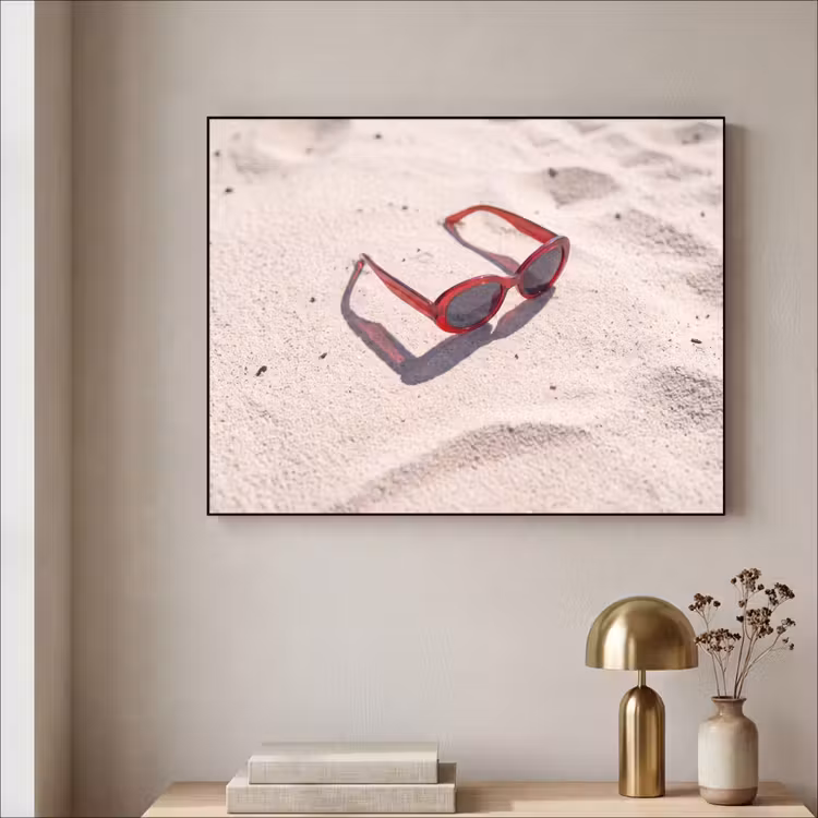 Zonnebril - Strand - Vakantie - Rood Textielframe zwart klein -sfeer2