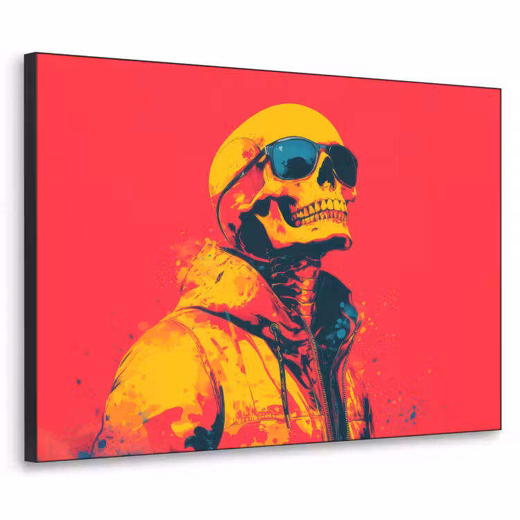 Zonnebril - Schedel - Jas - Rood Textielframe zwart klein -3d