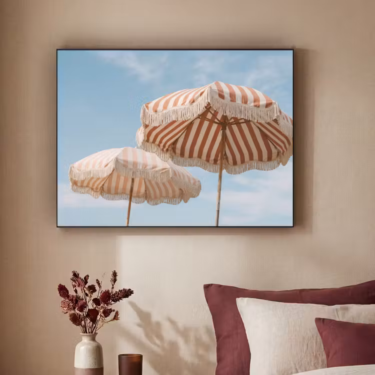 Parasol - Lucht - Rood Textielframe zwart klein -sfeer1