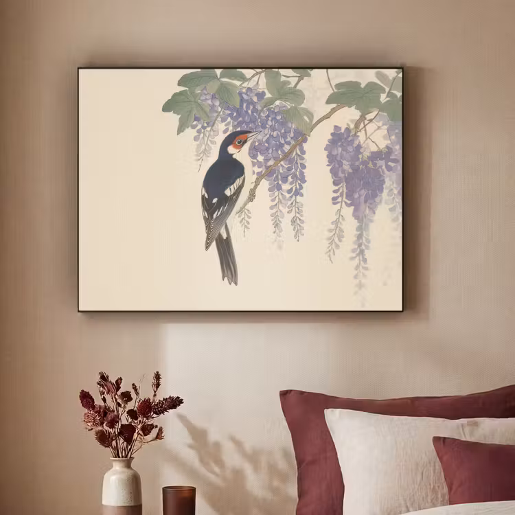 Specht - Bloemen - Paars Textielframe - compleet frame klein -sfeer1