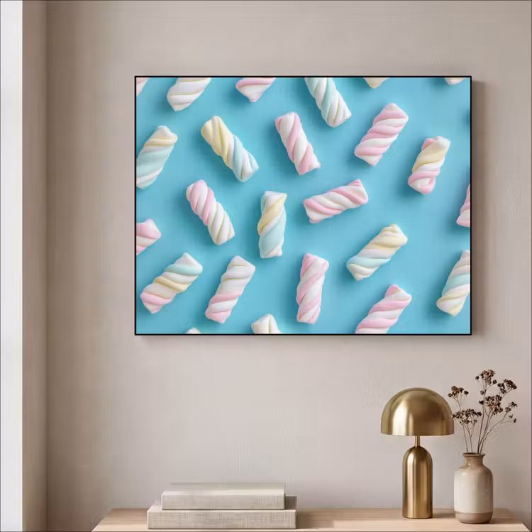 Spekjes - Pastel - Snoep - Blauw Textielframe zwart klein -sfeer2
