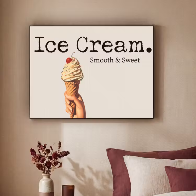 Ice cream - Softijs - Kleurrijk - Kers Textielframe - compleet frame klein -sfeer1