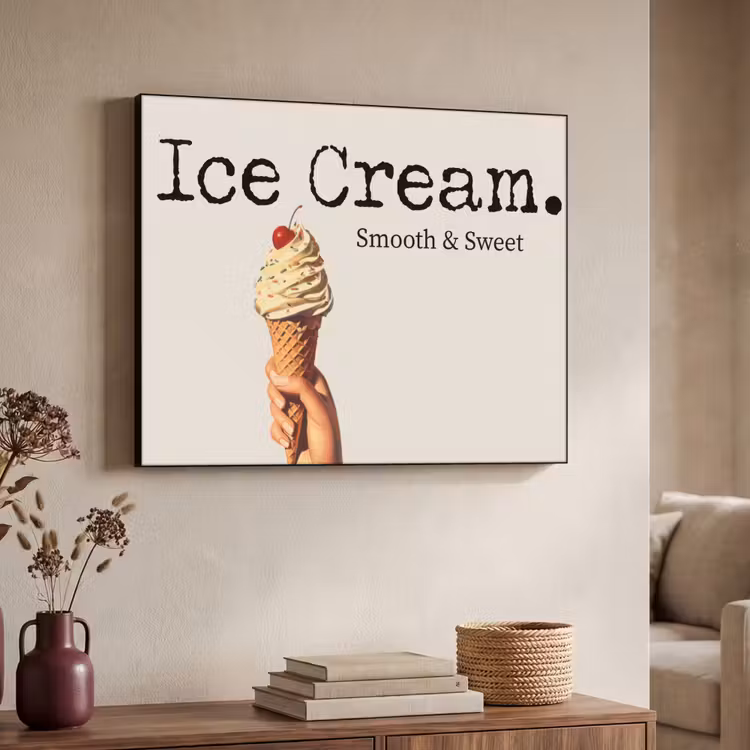 Ice cream - Softijs - Kleurrijk - Kers Textielframe - compleet frame klein -sfeer3
