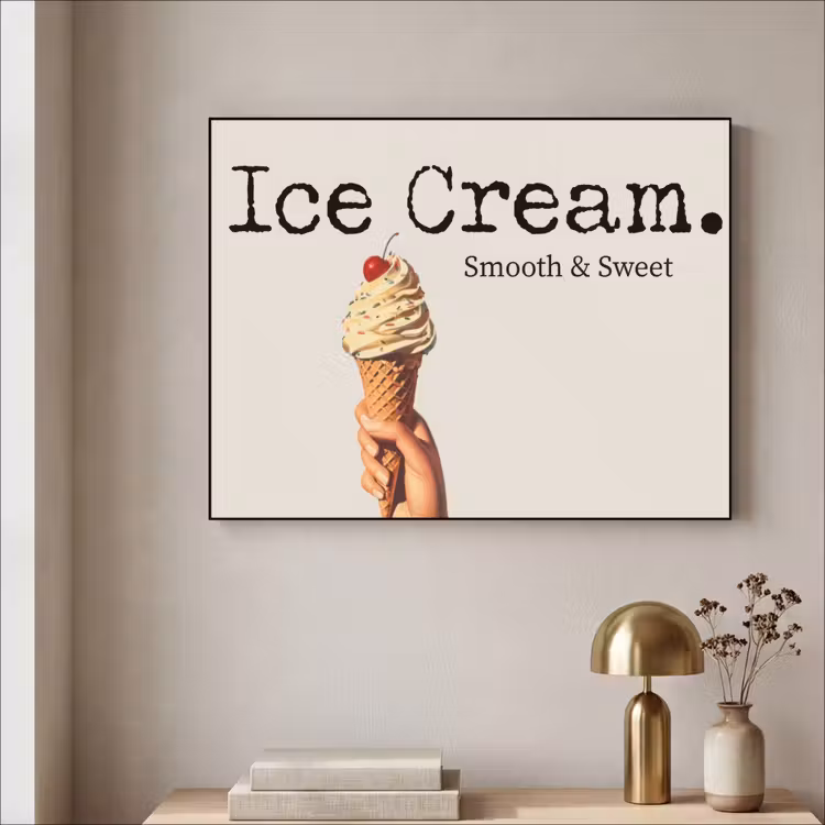 Ice cream - Softijs - Kleurrijk - Kers Textielframe - compleet frame klein -sfeer2