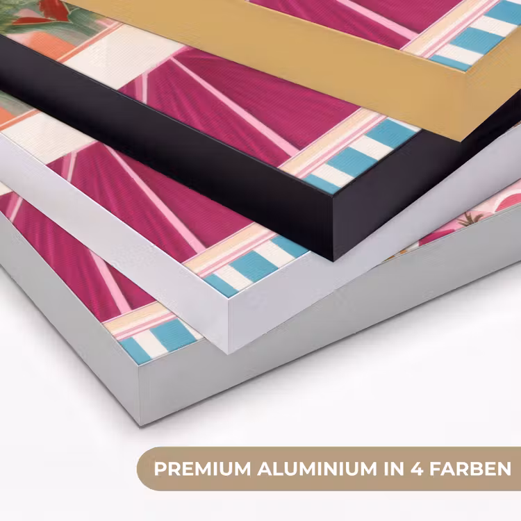 Stad - Roze - Palmbomen Textielframe zwart klein -USP_kleurenDE
