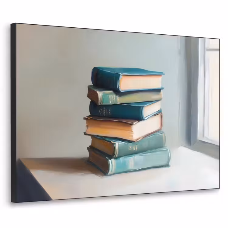 Stapel - Boeken - Groen - Daglicht Textielframe - compleet frame klein -3d