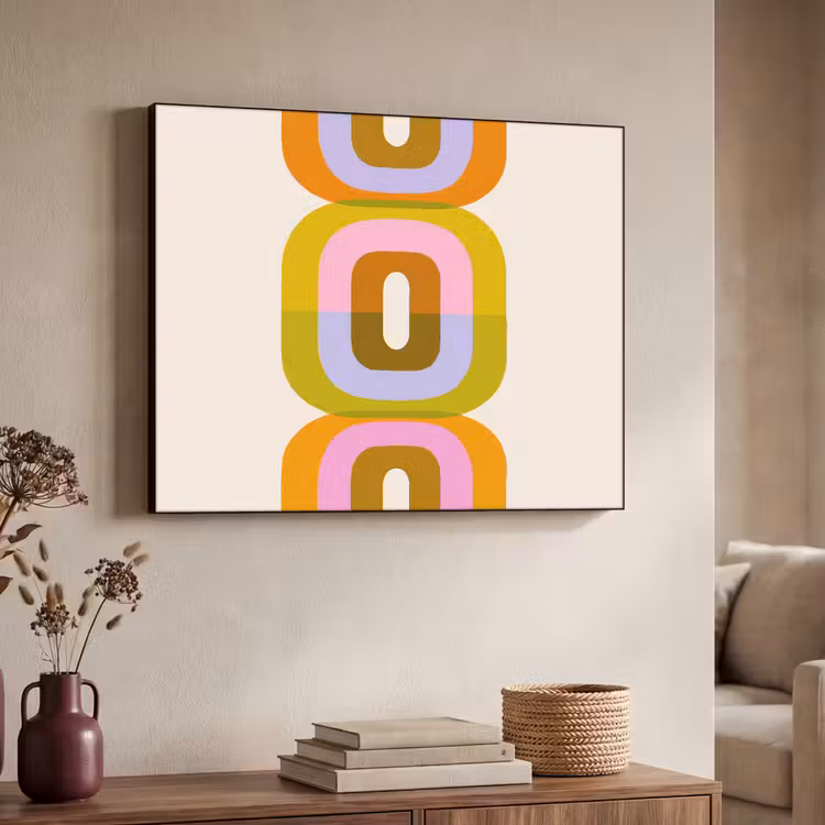 Stapel - Vormen - Geblokt - Oranje Textielframe zwart klein -sfeer3