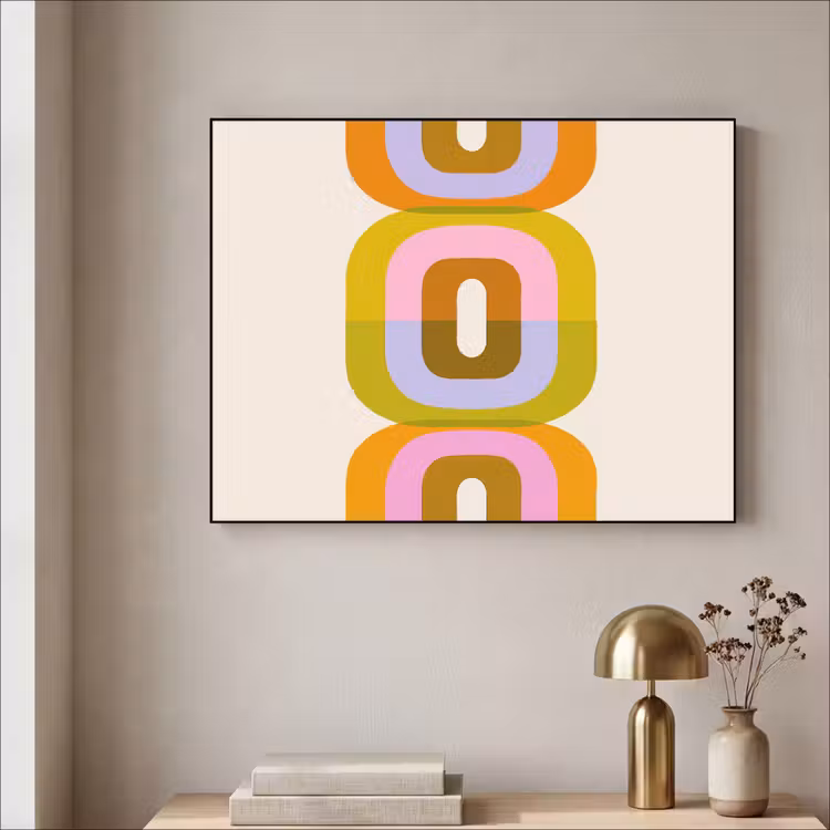Stapel - Vormen - Geblokt - Oranje Textielframe zwart klein -sfeer2