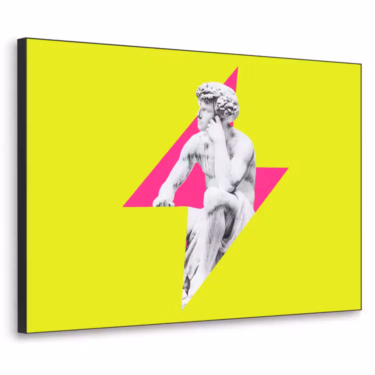 Beeld - Man - Bliksemschicht - Geel Textielframe zwart klein -3d