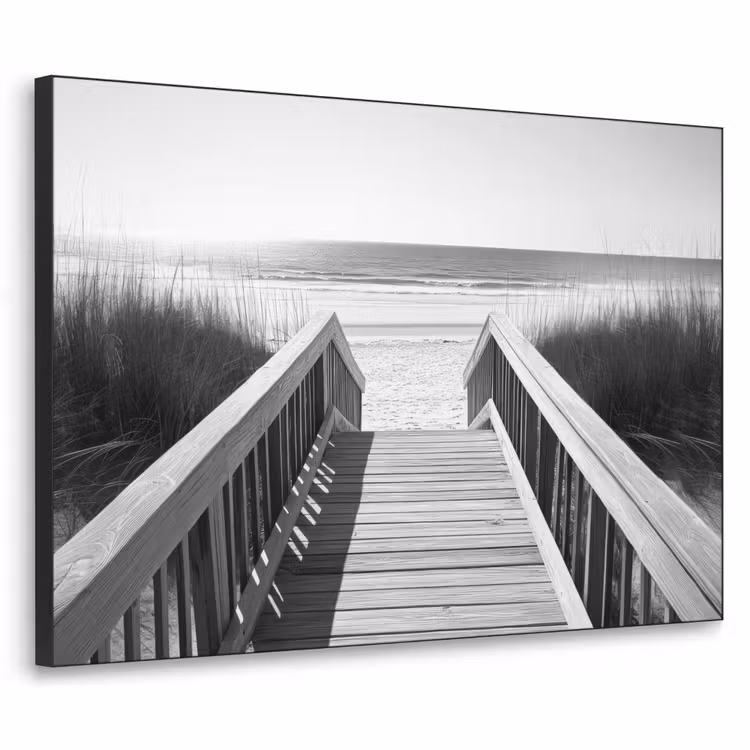Loopbrug - Hout - Strand - Zee Textielframe - compleet frame klein -3d