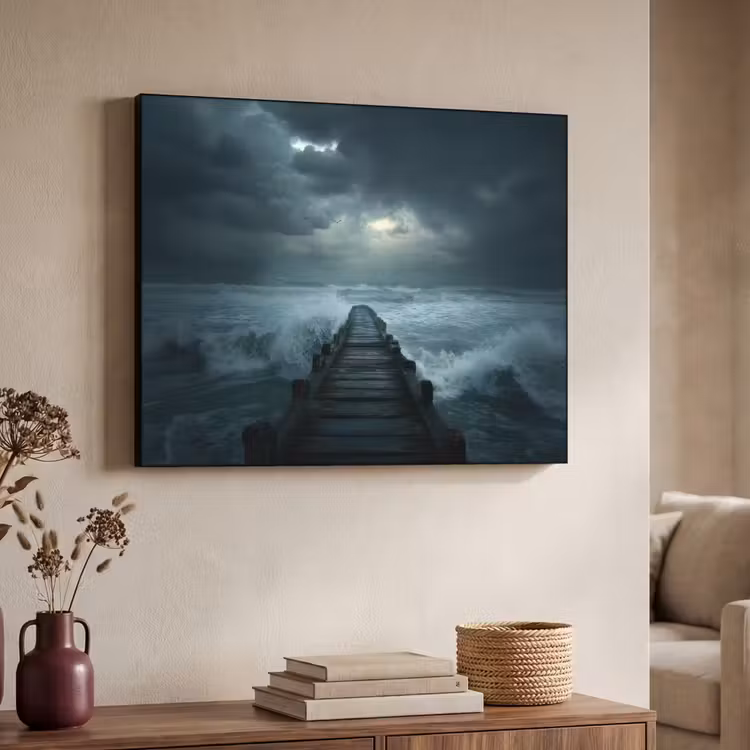 Steiger - Storm - Golven Textielframe zwart klein -sfeer3