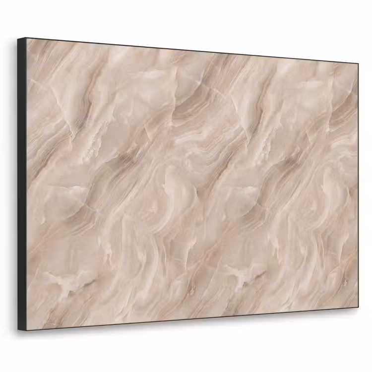 Steen - Golvend - Abstract - Beige Textielframe zwart klein -3d