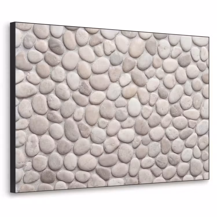Steen - Kiezel - Natuur - Minimalistisch - Beige Textielframe zwart klein -3d