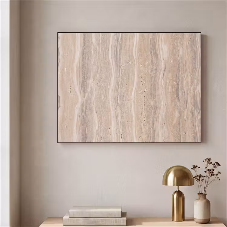 Steen - Patroon - Textuur - Natuurlijk - Beige Textielframe zwart klein -sfeer2