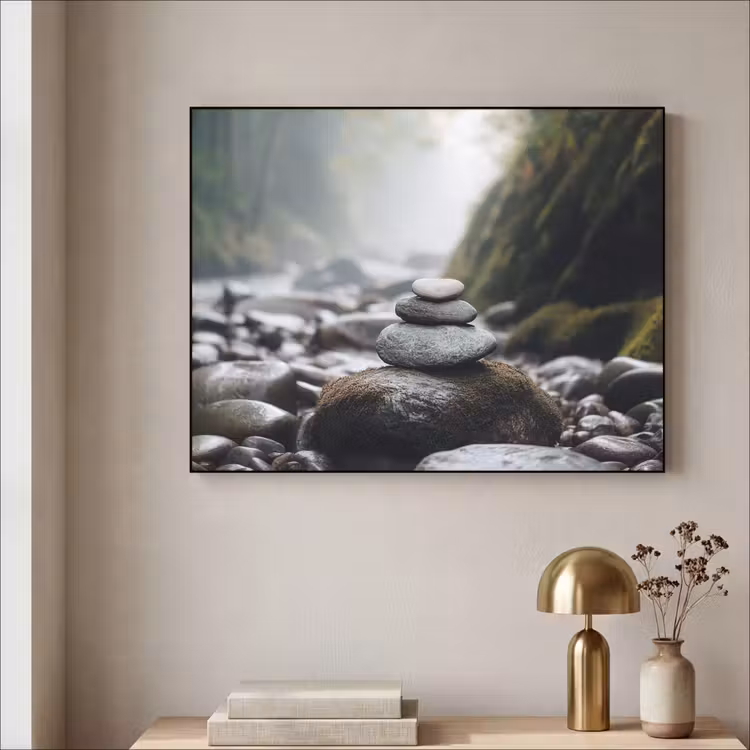 Stenen - Stapel - Natuur Textielframe - compleet frame klein -sfeer2