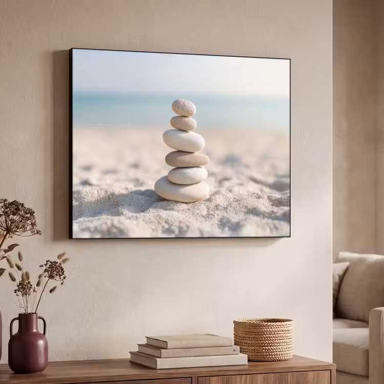 Stenen - Stapel - Zand - Zee Textielframe - compleet frame klein -sfeer3