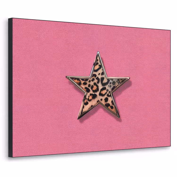 Ster - Luipaard - Print - Roze Textielframe zwart klein -3d