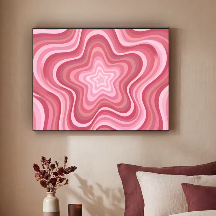 Ster - Golvend - Abstract - Roze Textielframe zwart klein -sfeer1