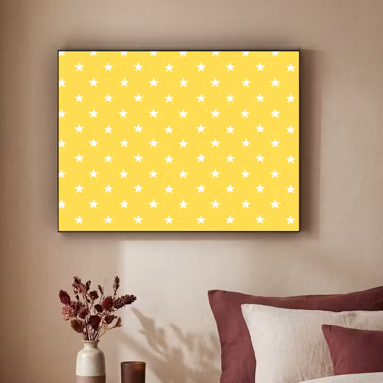 Sterren - Patroon - Minimalistisch - Geel Textielframe zwart klein 947 -sfeer1
