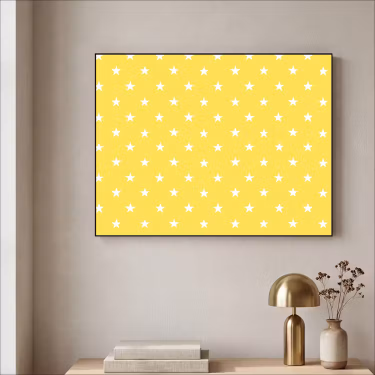 Sterren - Patroon - Minimalistisch - Geel Textielframe zwart klein 947 -sfeer2