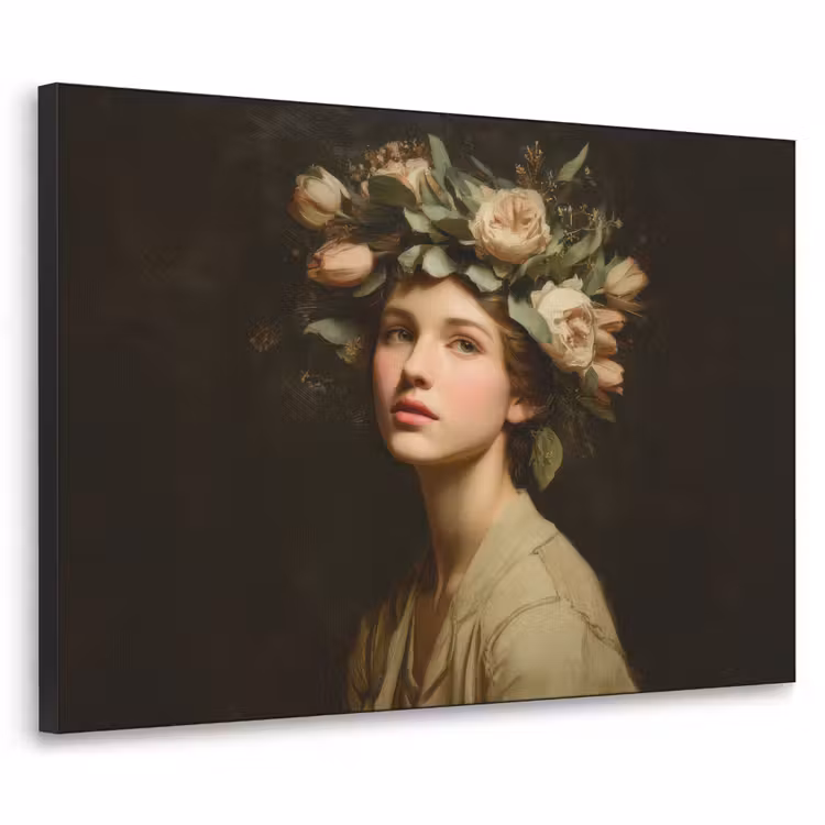 Bloemenstilte - Vrouw - Portret Textielframe - compleet frame klein -3d