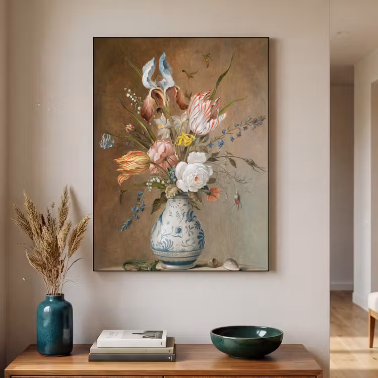 Bloemstilleven - Balthasar van der Ast - Oude Meesters Textielframe zwart klein -sfeer1