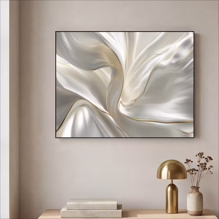 Stof - Plooien - Goud Textielframe - compleet frame klein -sfeer2