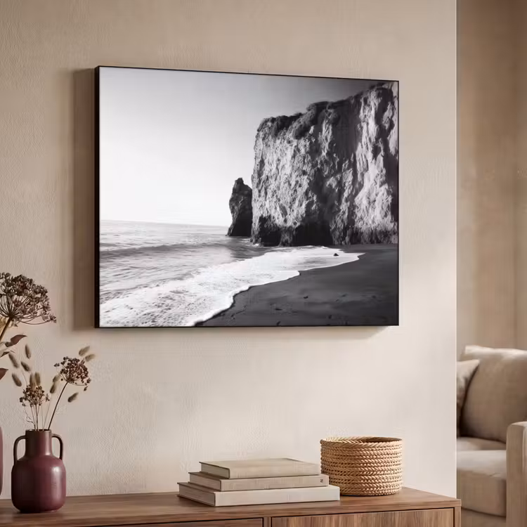Strand - Klif - Golven - Voetstappen Textielframe - compleet frame klein -sfeer3