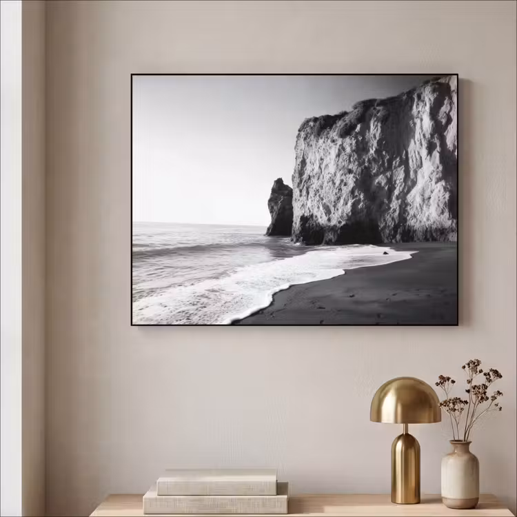 Strand - Klif - Golven - Voetstappen Textielframe - compleet frame klein -sfeer2