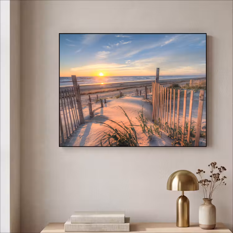 Strand - Zee - Duin - Zonsondergang - Landschap Textielframe zwart klein -sfeer2