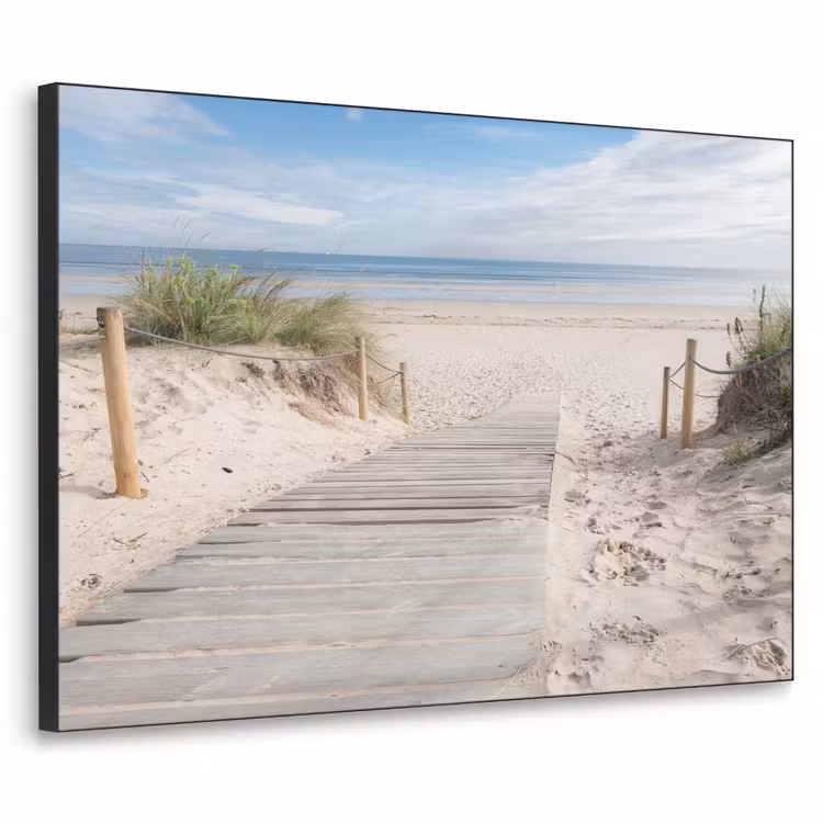 Strand - Pad - Duinen - Zee - Zomer Textielframe zwart klein -3d