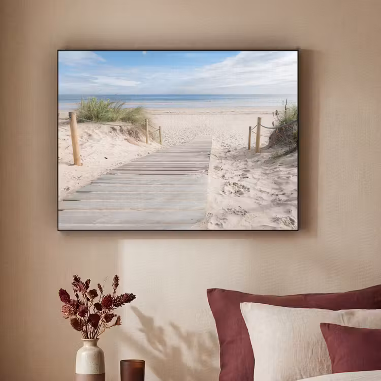 Strand - Pad - Duinen - Zee - Zomer Textielframe zwart klein -sfeer1