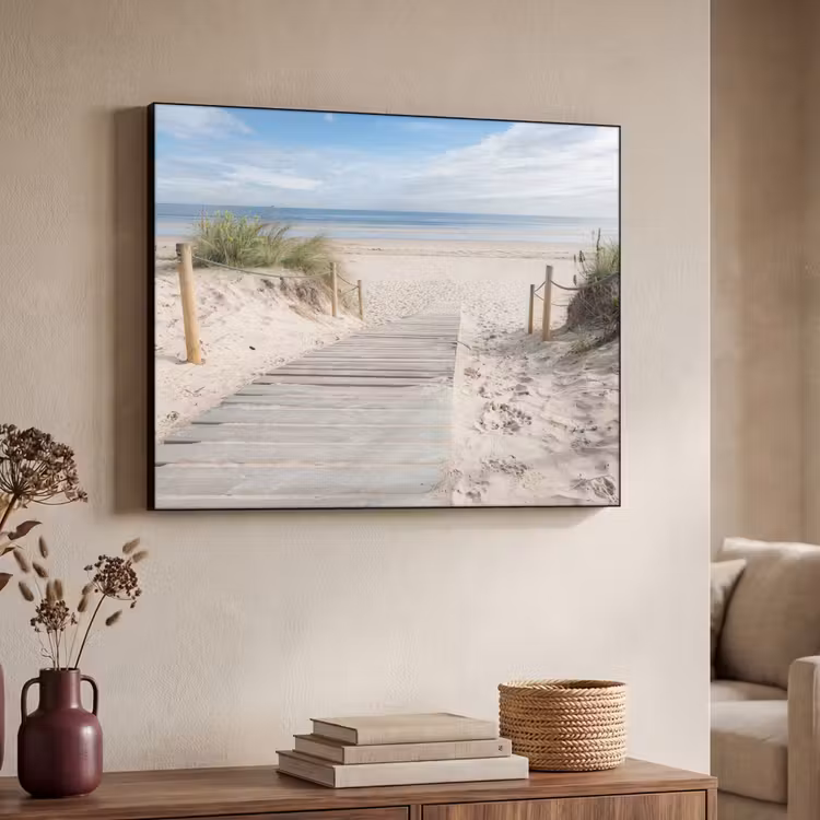 Strand - Pad - Duinen - Zee - Zomer Textielframe zwart klein -sfeer3
